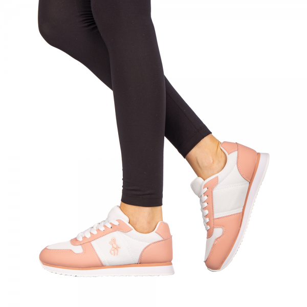Pantofi sport dama Corny albi cu roz, 4 - Kalapod.net